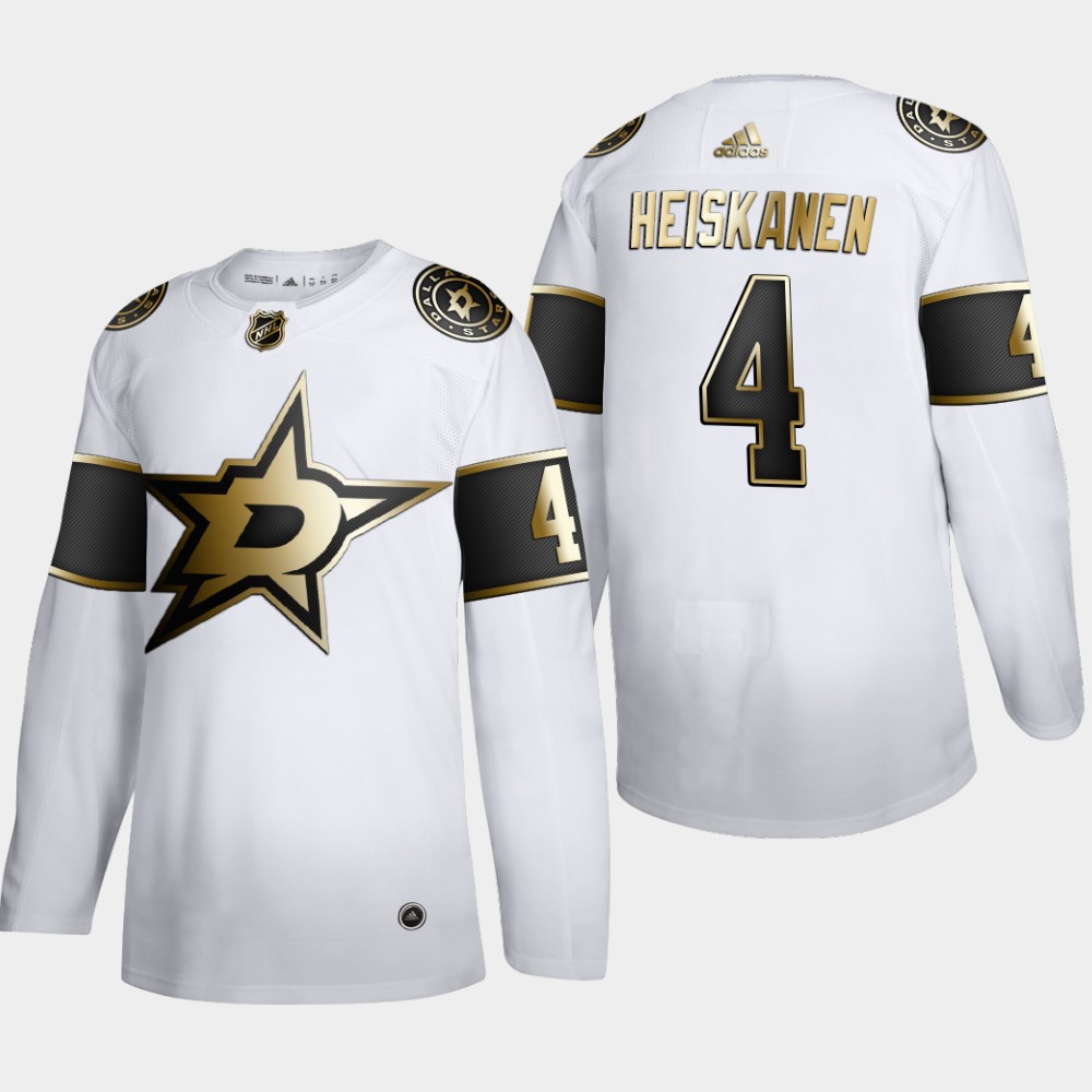 Dallas Stars 4 Miro Heiskanen Men Adidas White Golden Edition Limited Stitched NHL Jersey